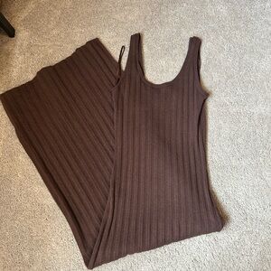 Abercrombie & Fitch Chocolate Ribbed Maxi Dress